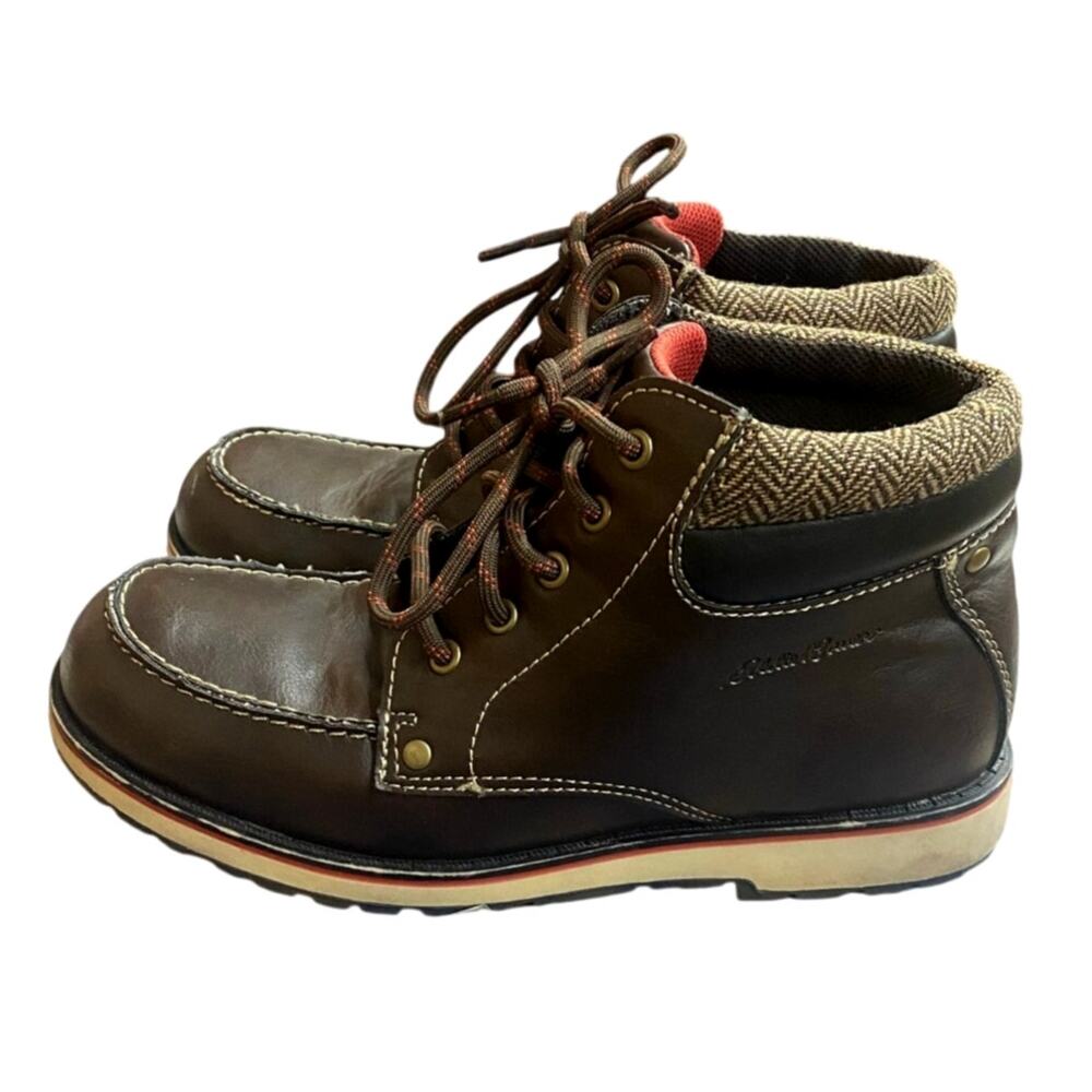 Eddie Bauer Tom Boots Mens Boys 5M Brown Leather Lace Up Ankle Cushion Padded - Picture 9 of 9